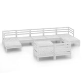 10 Piece Garden Lounge Set White Solid Wood Pine