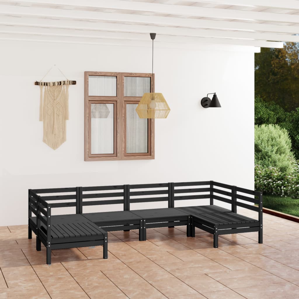 6 Piece Garden Lounge Set Solid Wood Pine