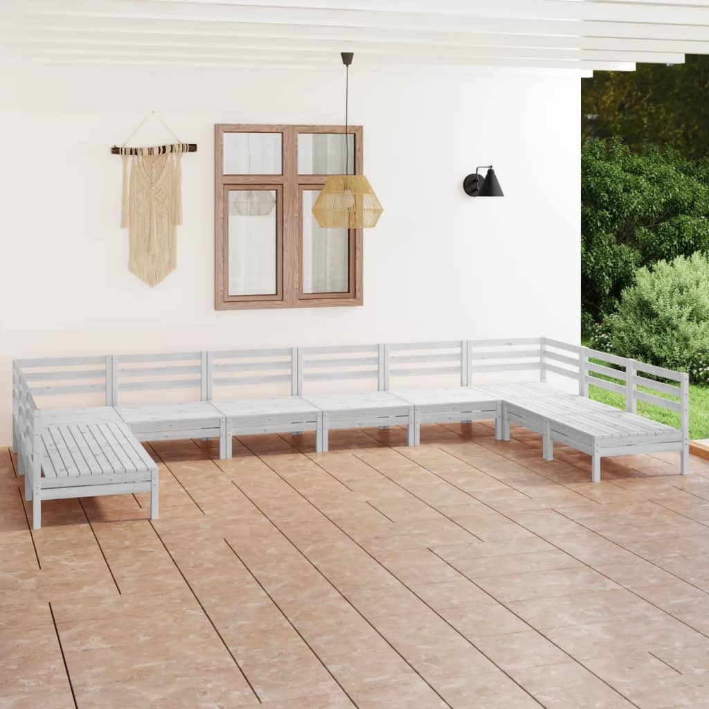10 Piece Garden Lounge Set Solid Wood Pine