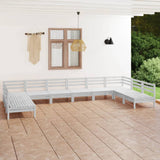 10 Piece Garden Lounge Set Solid Wood Pine