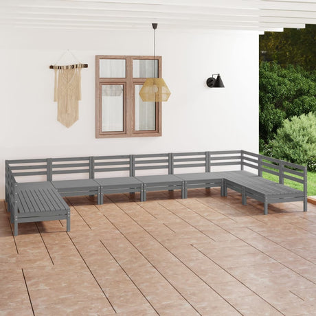 10 Piece Garden Lounge Set Solid Wood Pine