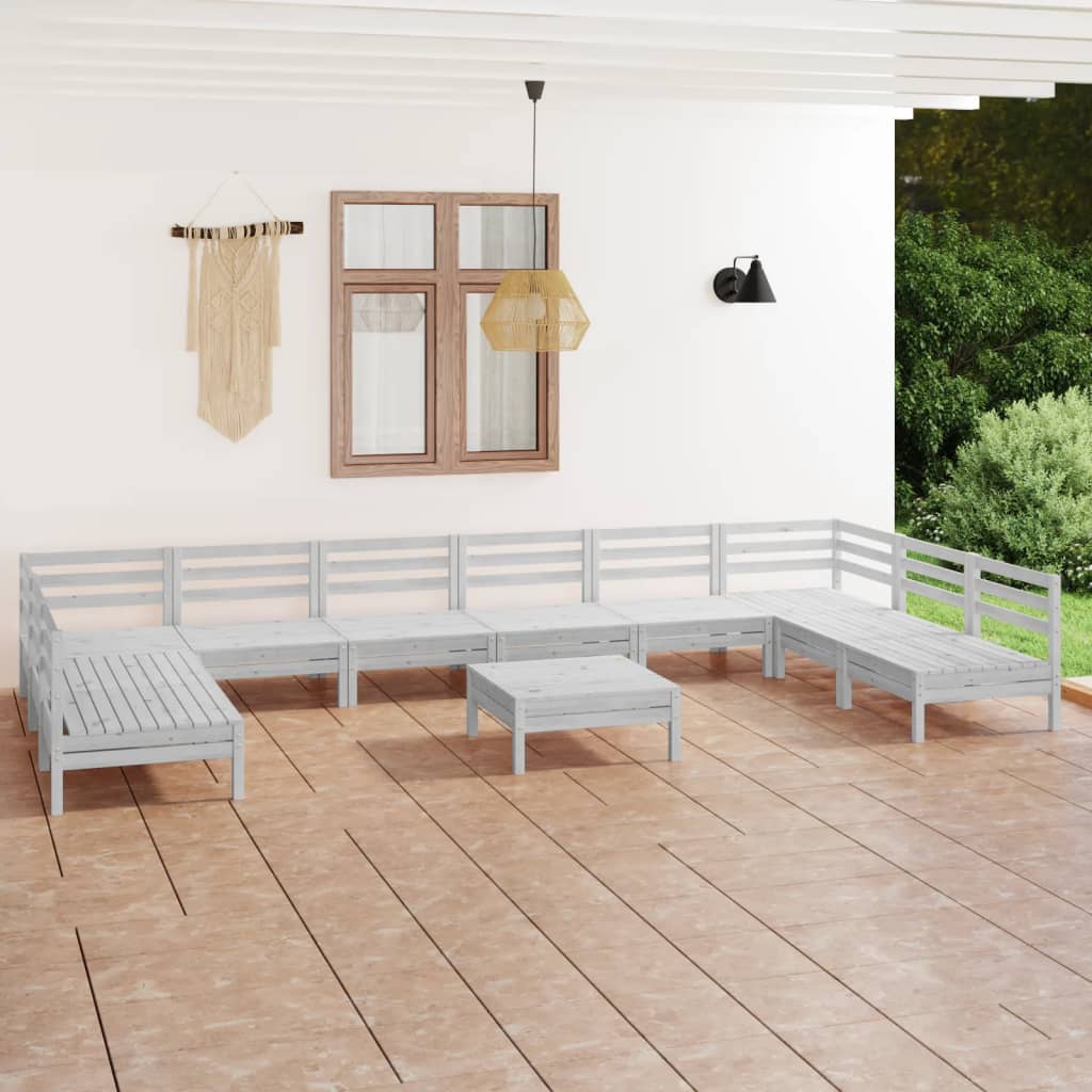 11 Piece Garden Lounge Set Solid Wood Pine