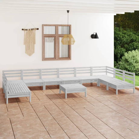 11 Piece Garden Lounge Set Solid Wood Pine