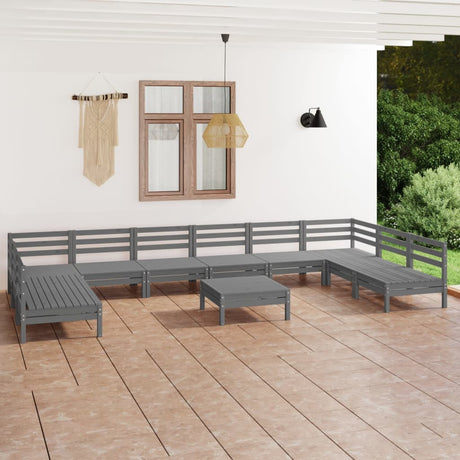 11 Piece Garden Lounge Set Solid Wood Pine