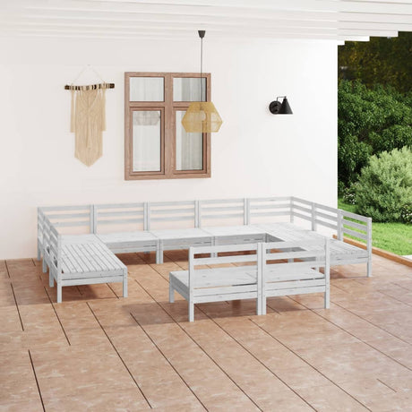 11 Piece Garden Lounge Set Solid Wood Pine