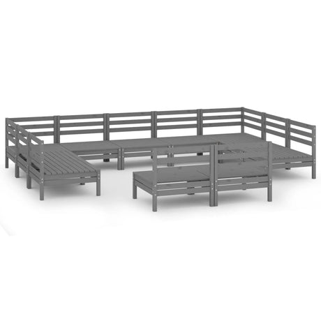 11 Piece Garden Lounge Set Solid Wood Pine