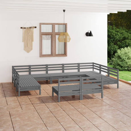 11 Piece Garden Lounge Set Solid Wood Pine