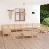 12 Piece Garden Lounge Set Solid Wood Pine