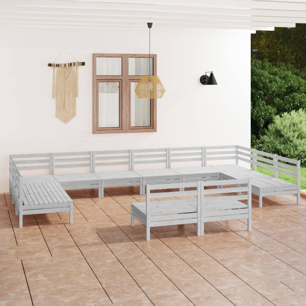 12 Piece Garden Lounge Set Solid Wood Pine