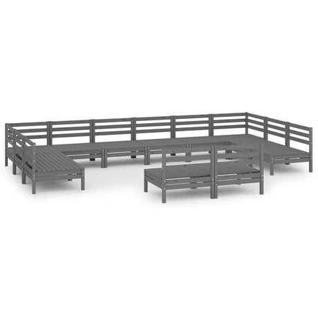 12 Piece Garden Lounge Set Solid Wood Pine