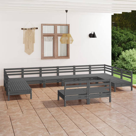 12 Piece Garden Lounge Set Solid Wood Pine