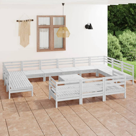 14 Piece Garden Lounge Set Solid Wood Pine