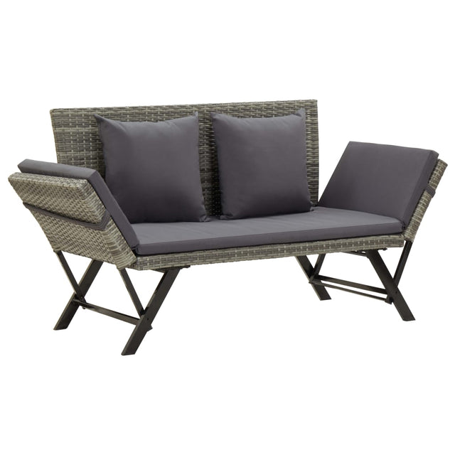 Garden Bench With Cushions 176 Cm Poly Rattan