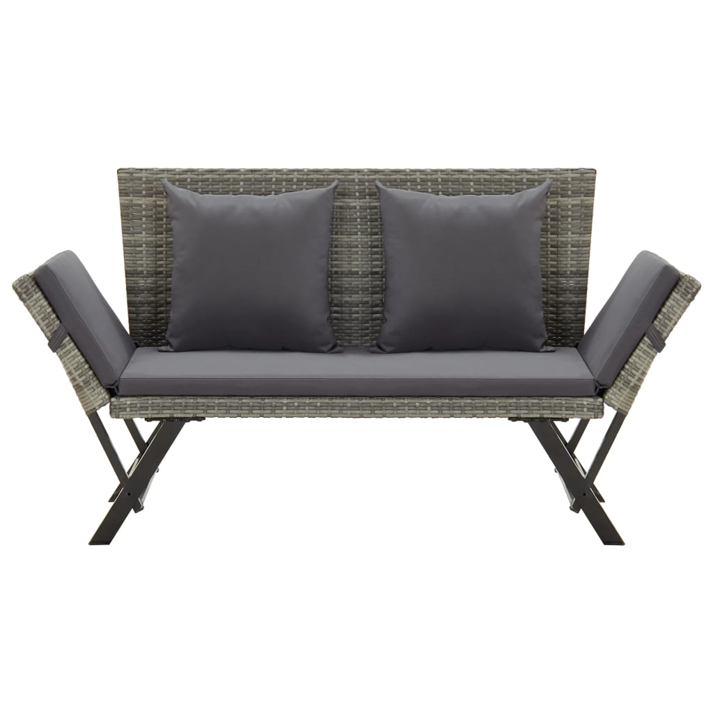 Garden Bench With Cushions 176 Cm Poly Rattan