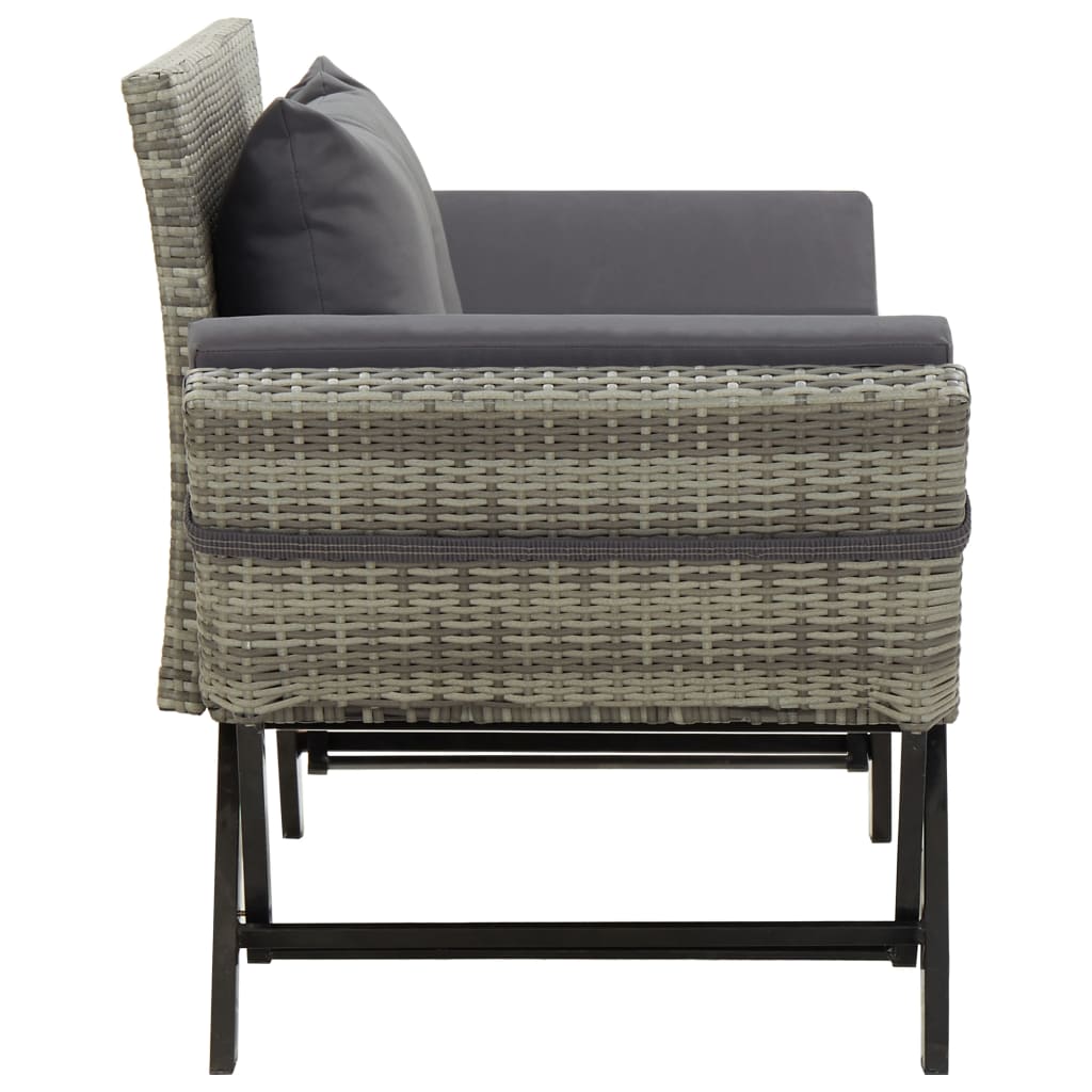 Garden Bench With Cushions 176 Cm Poly Rattan