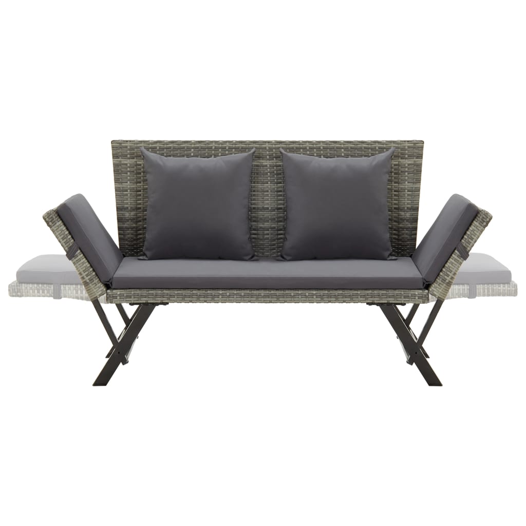 Garden Bench With Cushions 176 Cm Poly Rattan