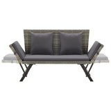 Garden Bench With Cushions 176 Cm Poly Rattan
