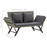Garden Bench With Cushions 176 Cm Poly Rattan