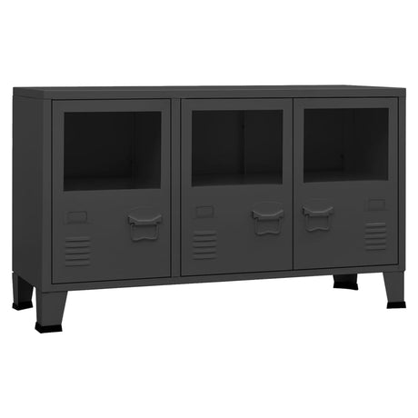 Industrial Sideboard 105X35X62 Cm Metal And Glass
