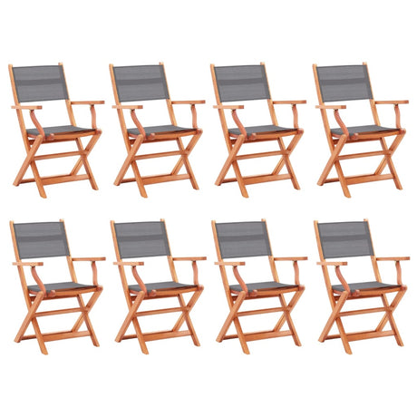 Folding Garden Chairs 2 Pcs Solid Eucalyptus Wood And Textilene