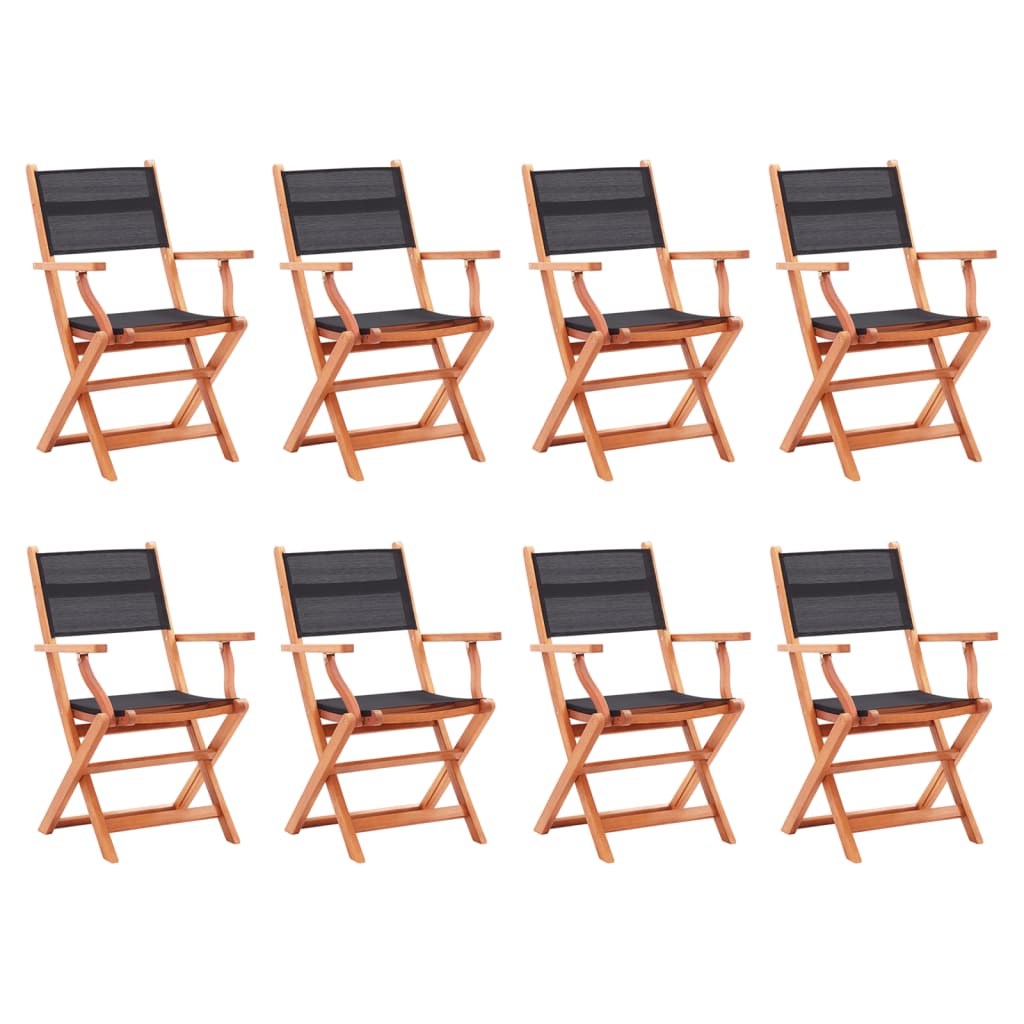 Folding Garden Chairs 2 Pcs Solid Eucalyptus Wood And Textilene