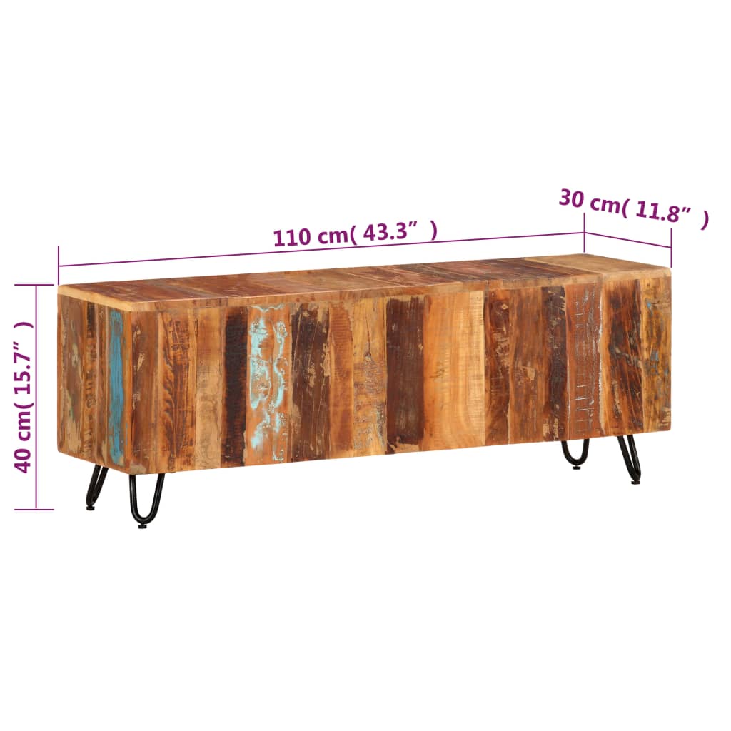 Tv Cabinet 110X30X40 Cm Solid Wood Reclaimed