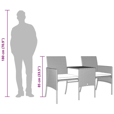 Garden Sofa 2-Seater With Table And Stools Poly Rattan