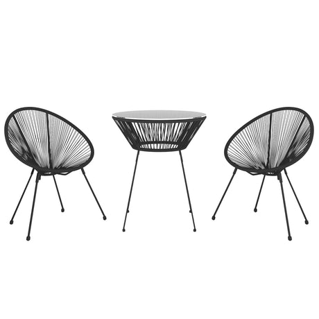 3 Piece Garden Dining Set Black