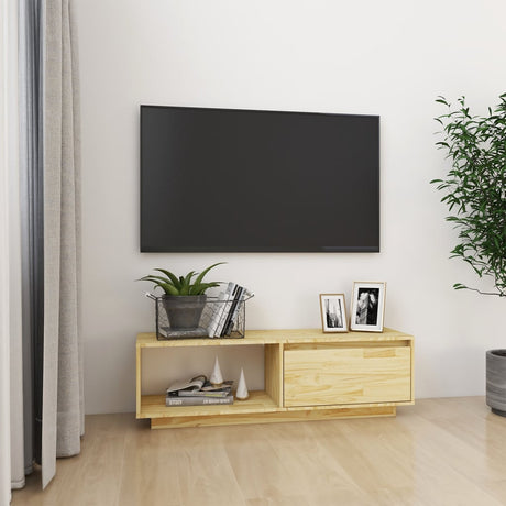Tv Cabinet 110X30X33.5 Cm Solid Pinewood