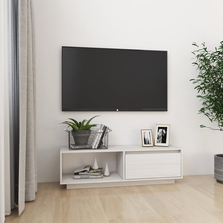 Tv Cabinet 110X30X33.5 Cm Solid Pinewood