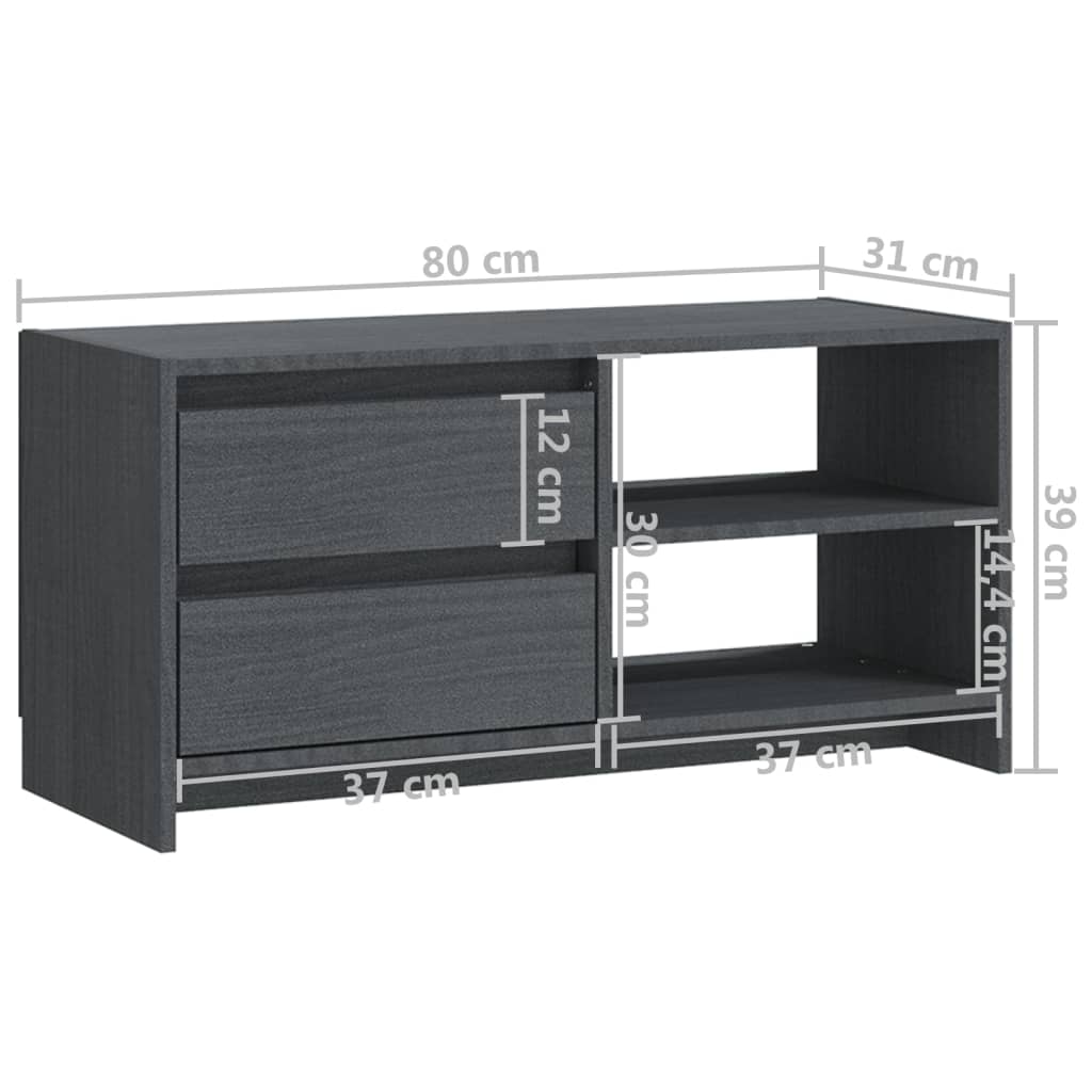 Tv Cabinet 80X31X39 Cm Solid Pinewood