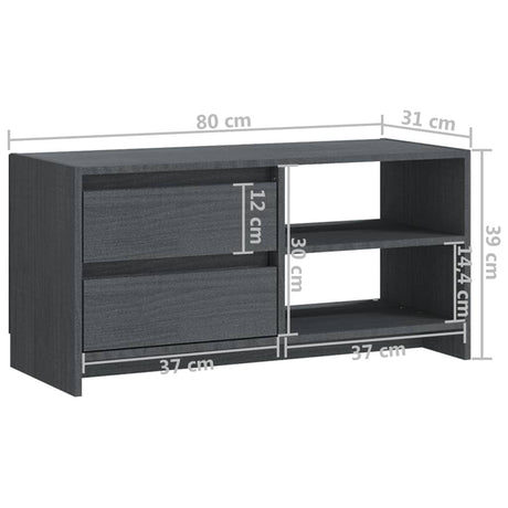 Tv Cabinet 80X31X39 Cm Solid Pinewood