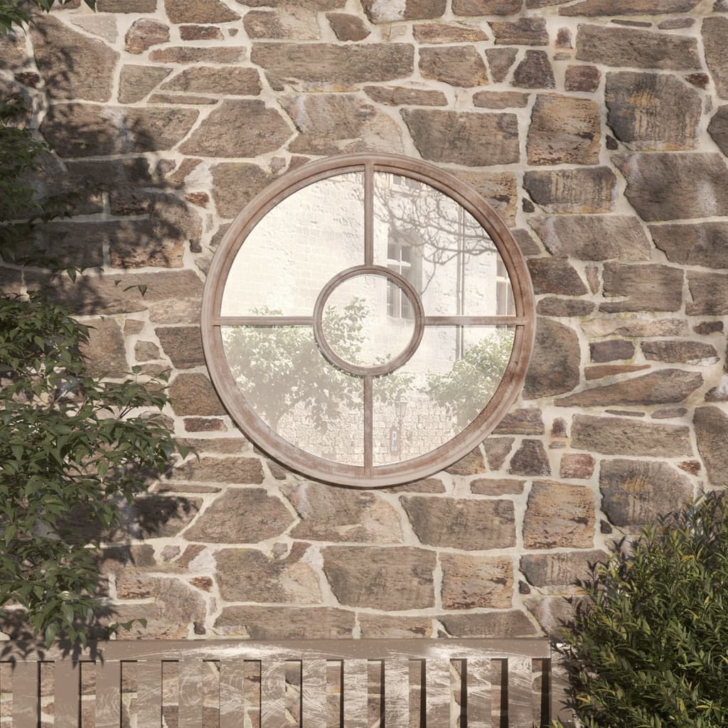 Garden Mirror Iron Round For Outdoor Use