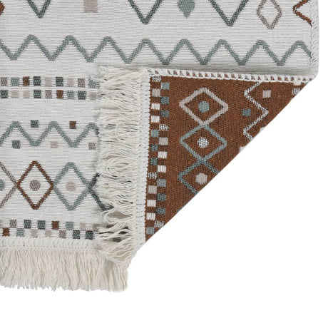 Rug Beige And Blue Cotton