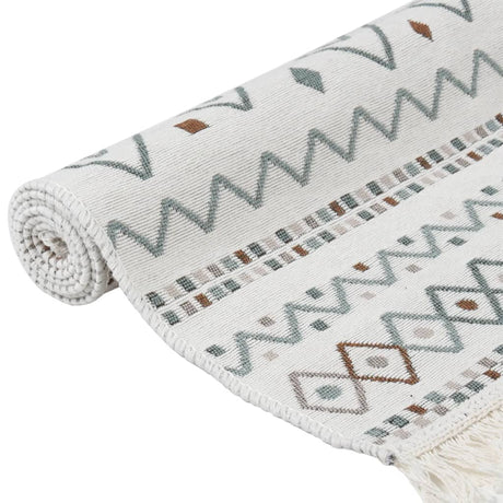 Rug Beige And Blue Cotton