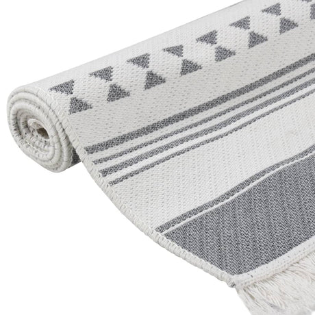 Rug Grey And White Cotton