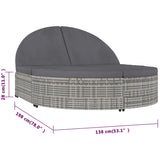2-Person Sun Lounger With Cushions Poly Rattan Grey
