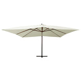 Cantilever Garden Parasol with Wooden Pole 400x300 cm Sand White