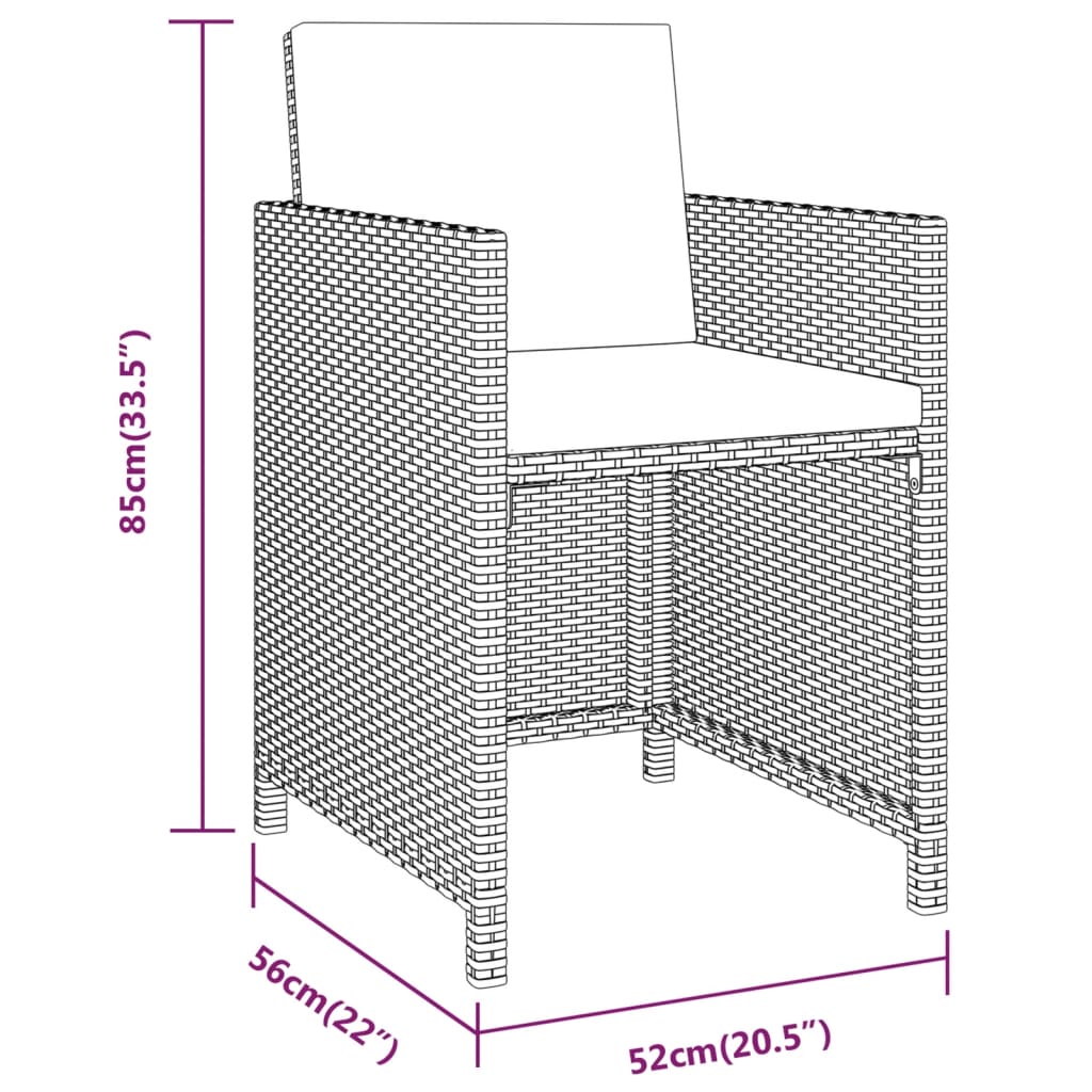 3 Piece Garden Dining Set With Cushions