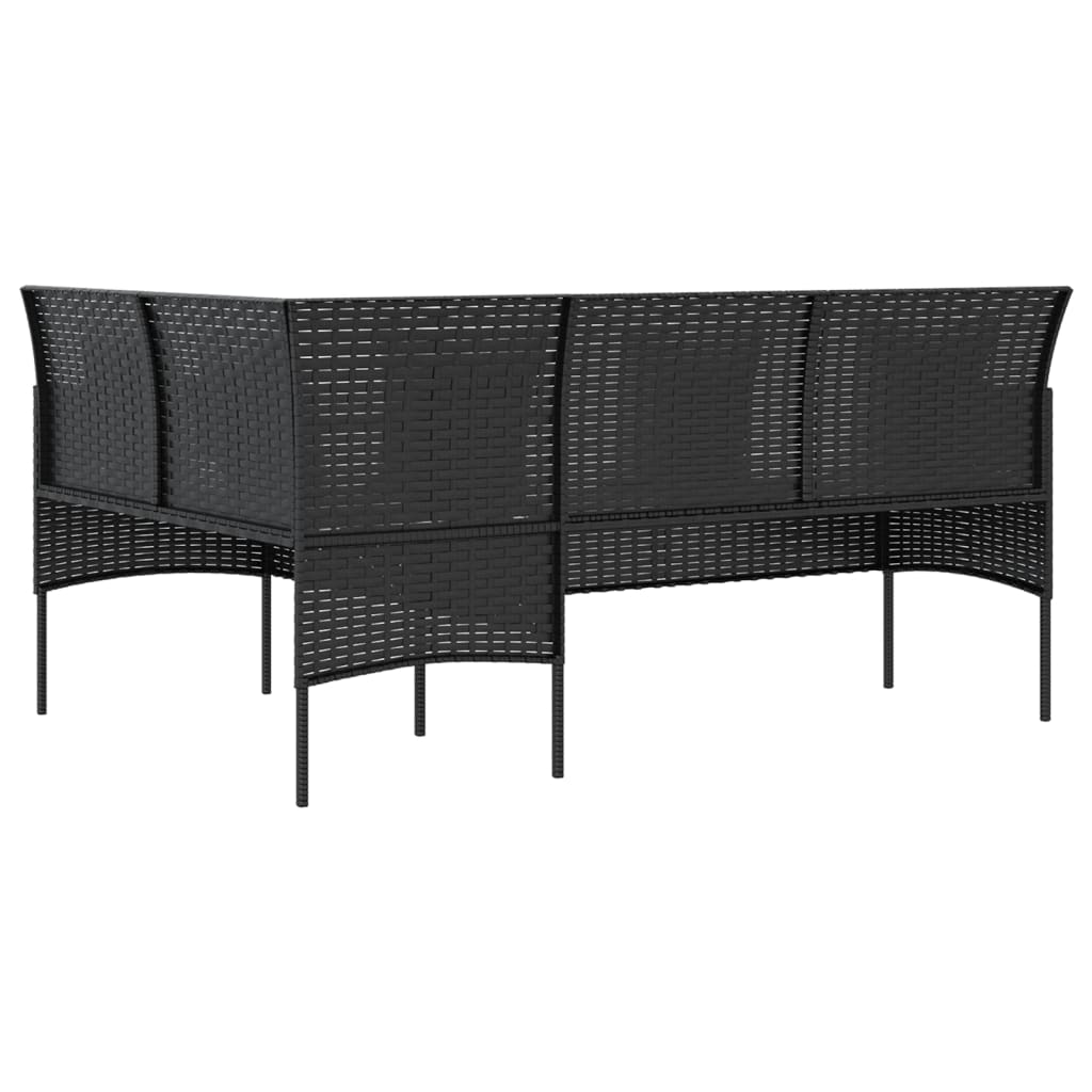 5 Piece L-Shaped Couch Sofa Set With Cushions Poly Rattan