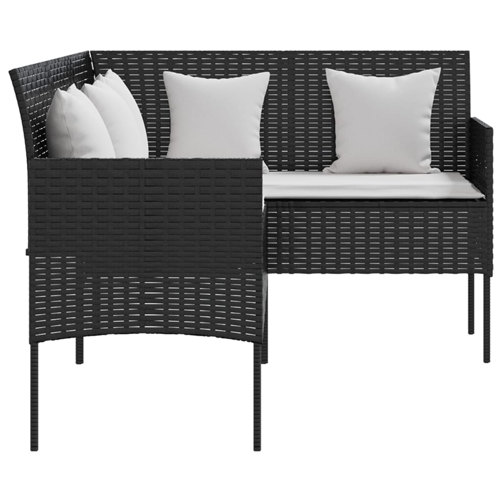 5 Piece L-Shaped Couch Sofa Set With Cushions Poly Rattan