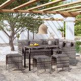 5 Piece L-Shaped Couch Sofa Set With Cushions Poly Rattan