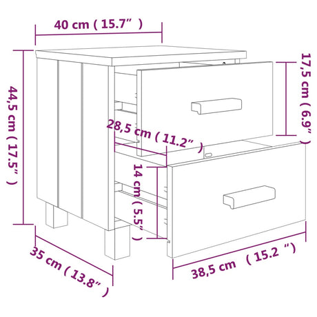 Bedside Cabinets Hamar 2 Pcs 40X35X44.5Cm Solid Wood