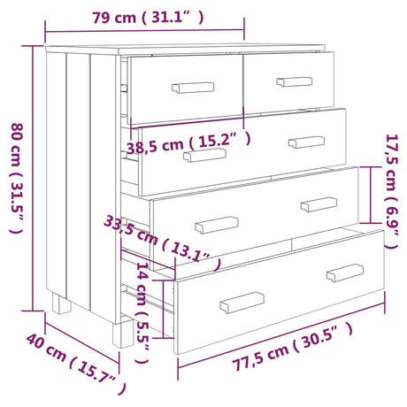 Sideboard Hamar 79X40X80 Cm Solid Wood Pine