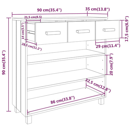 Console Table Hamar 90X35X90 Cm Solid Wood Pine