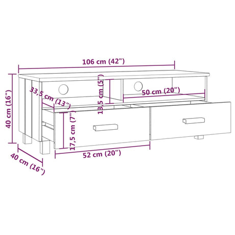 Tv Cabinet Hamar 106X40X40 Cm Solid Wood Pine
