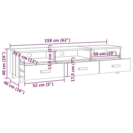 Tv Cabinet Hamar 158X40X40 Cm Solid Wood Pine
