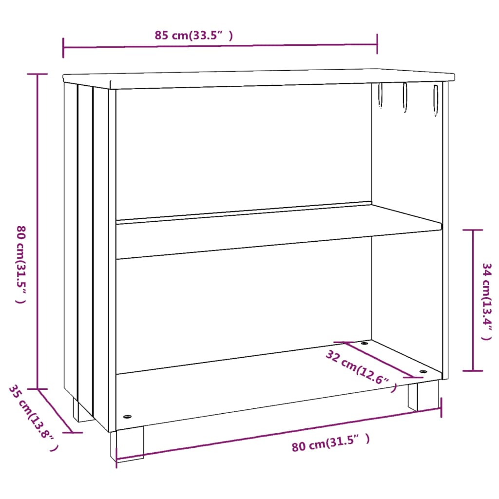 Sideboard Hamar 85X35X80 Cm Solid Wood Pine
