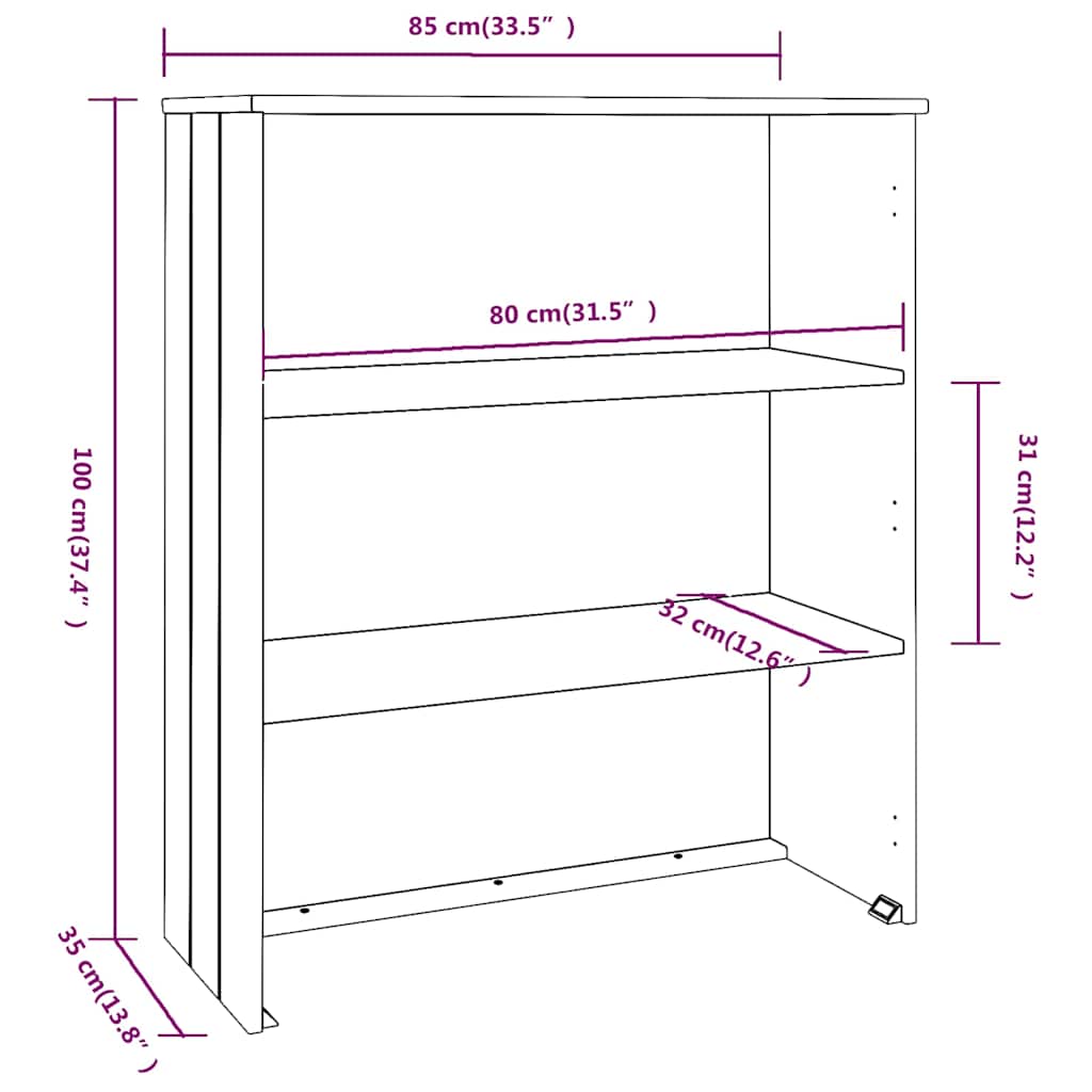 Top For Highboard Hamar 85X35X100 Cm Solid Wood Pine