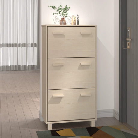Shoe Cabinet Hamar 59.5X35X117 Cm Solid Wood Pine